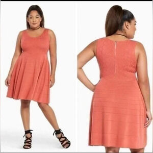 Torrid NWT Coral Sleeveless Mini Sweater Dress Back Zip 1X E8